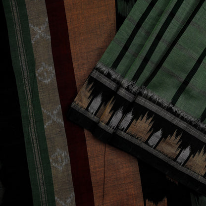 Indian Vintage Dupatta Green Long Stole Hand woven Sambalpuri Ikat Hijab Pure Cotton Indian Scarves Veil
