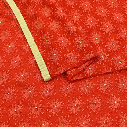 Indian Vintage Orange Dupatta Long Stole Chiffon Hand Embroidered Bagh Phulkari Stole Scarves Golden lace Mirror