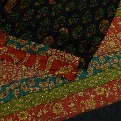 Indian Vintage Dupatta Black Long Stole printed stole Pure Georgette Silk Scarves Veil Wrap Soft