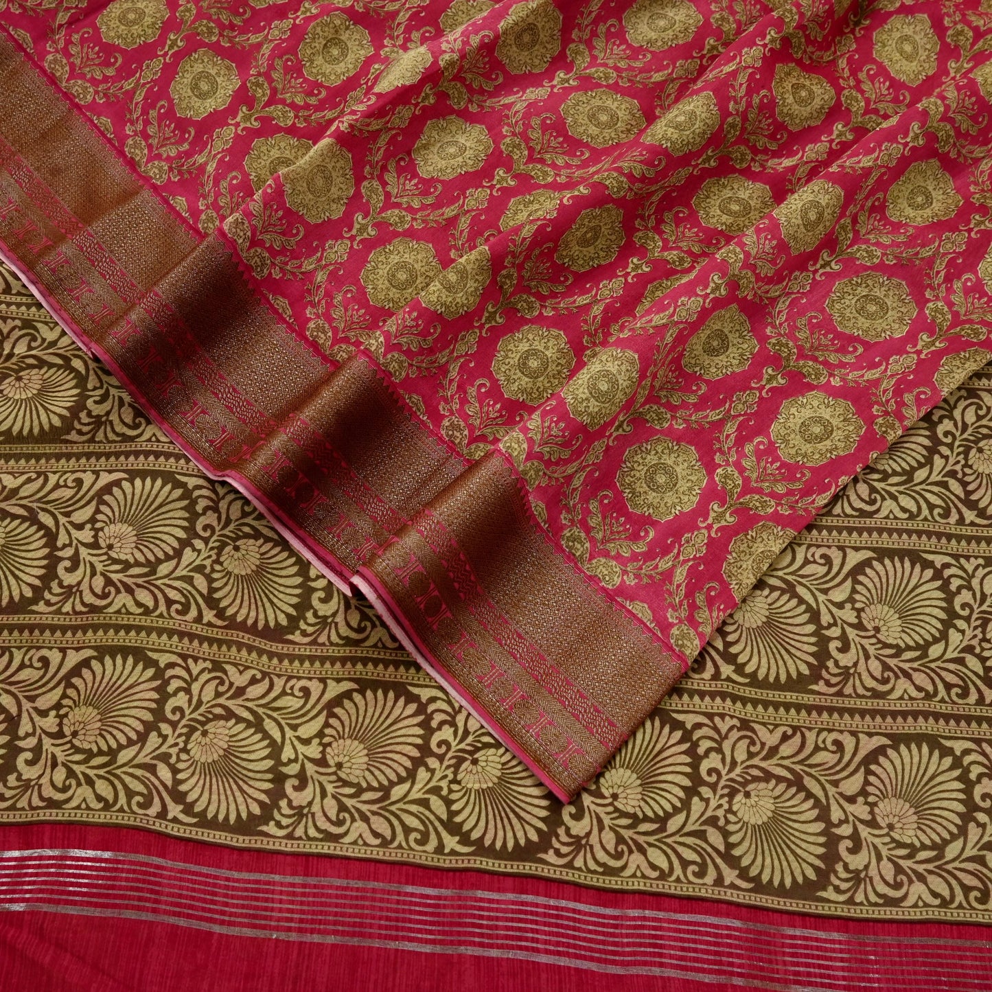 Indian Vintage Sari Pink Blend Silk Woven Printed Saree Craft Fabric 5yd Sewing Soft Dress Designing Crafting Quilting Zari Border