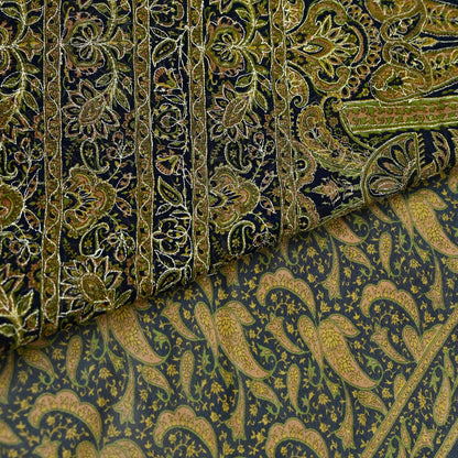 Indian Vintage Deep Blue Saree Georgette Hand Embroidered Sari Craft Fabric 5Yd Sewing Soft Ethnic Dress making Crafting Quilting Zari