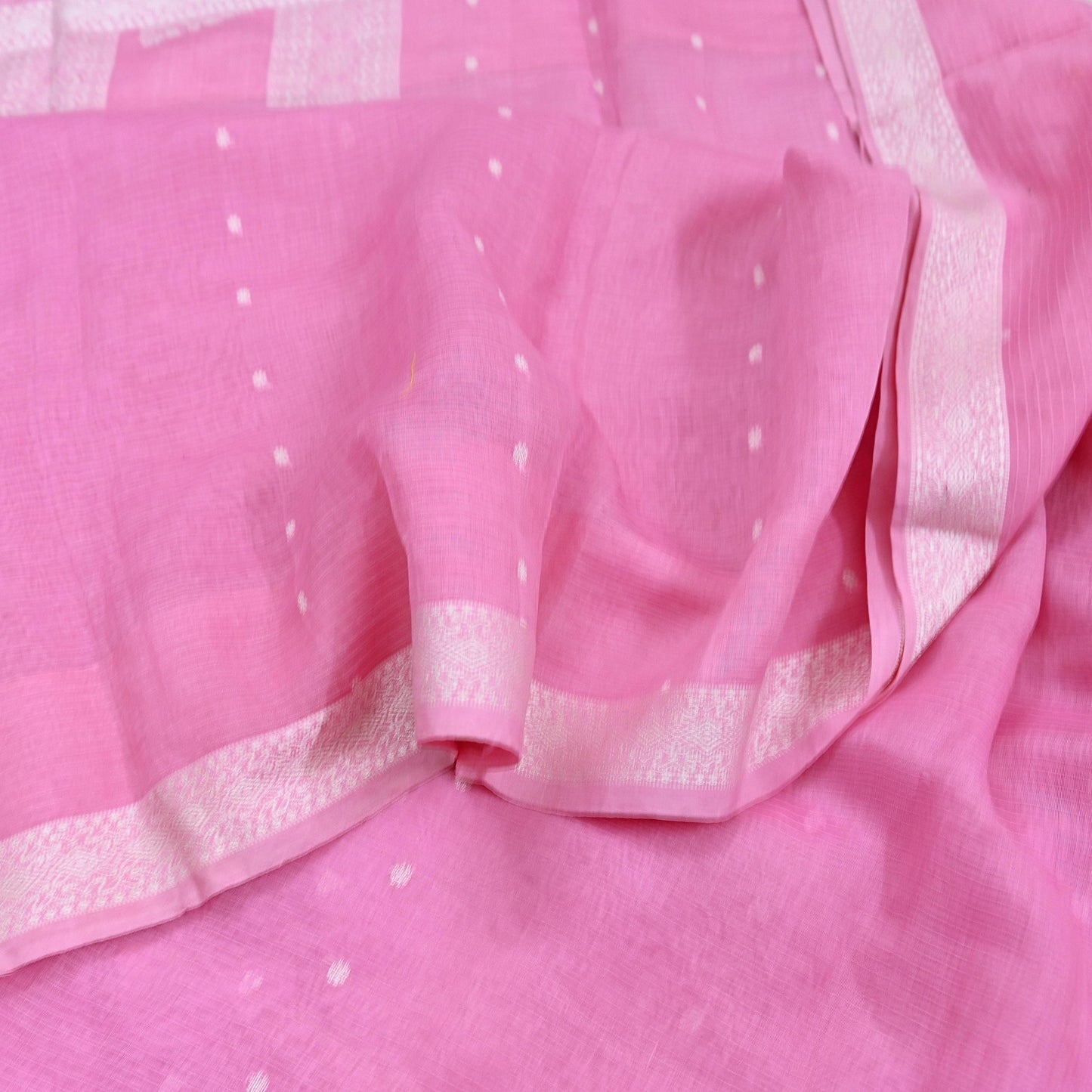 Indian Vintage Sari Baby Pink Pure Cotton Hand Woven Sarees Craft Fabric 5yd Ethnic Crafting Quilting Dress Making Quilting Upcycle
