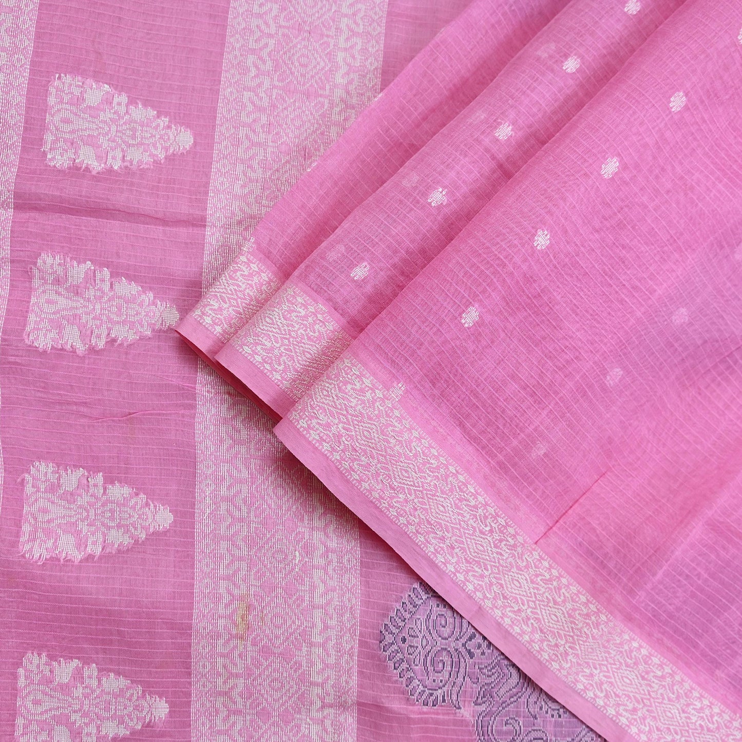 Indian Vintage Sari Baby Pink Pure Cotton Hand Woven Sarees Craft Fabric 5yd Ethnic Crafting Quilting Dress Making Quilting Upcycle