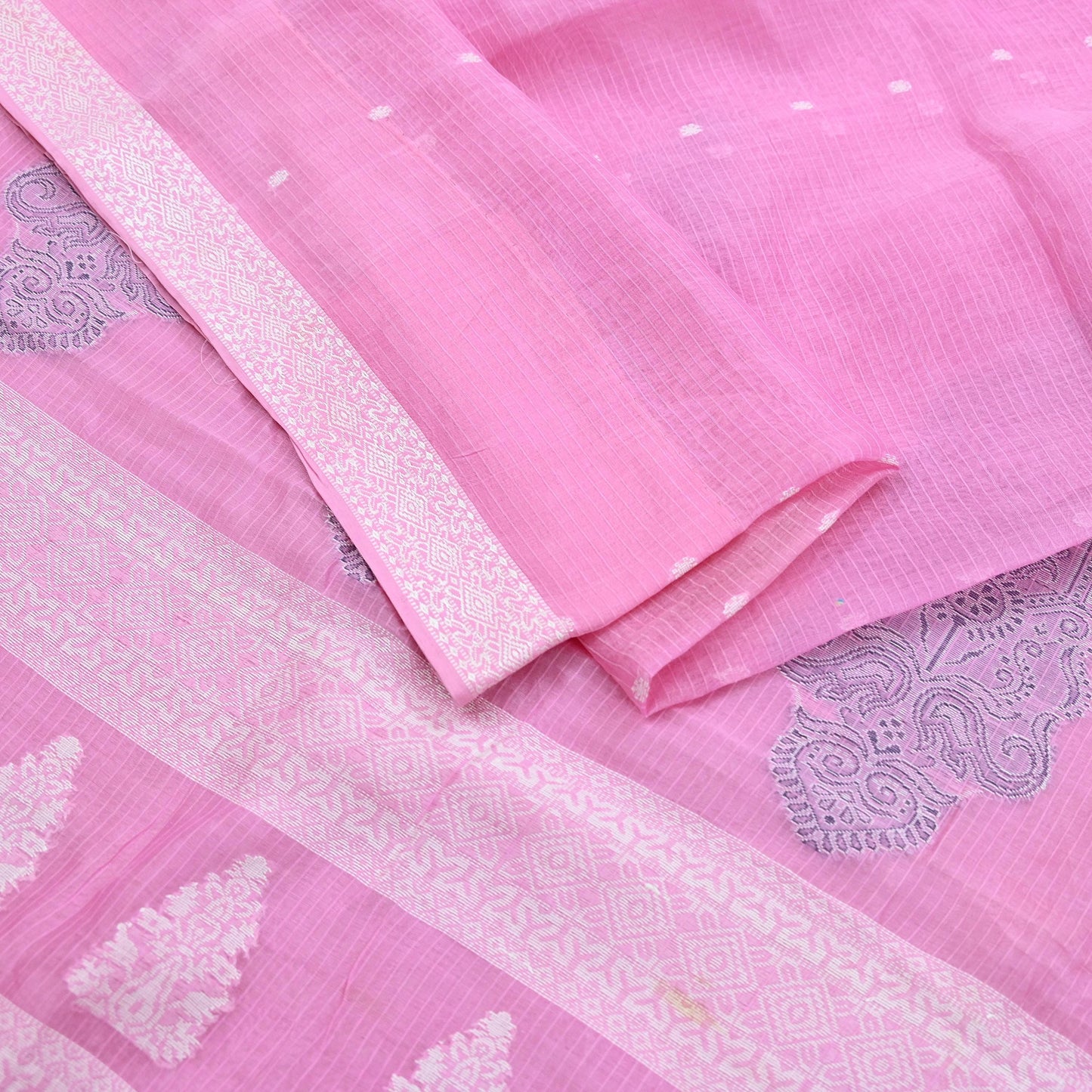 Indian Vintage Sari Baby Pink Pure Cotton Hand Woven Sarees Craft Fabric 5yd Ethnic Crafting Quilting Dress Making Quilting Upcycle