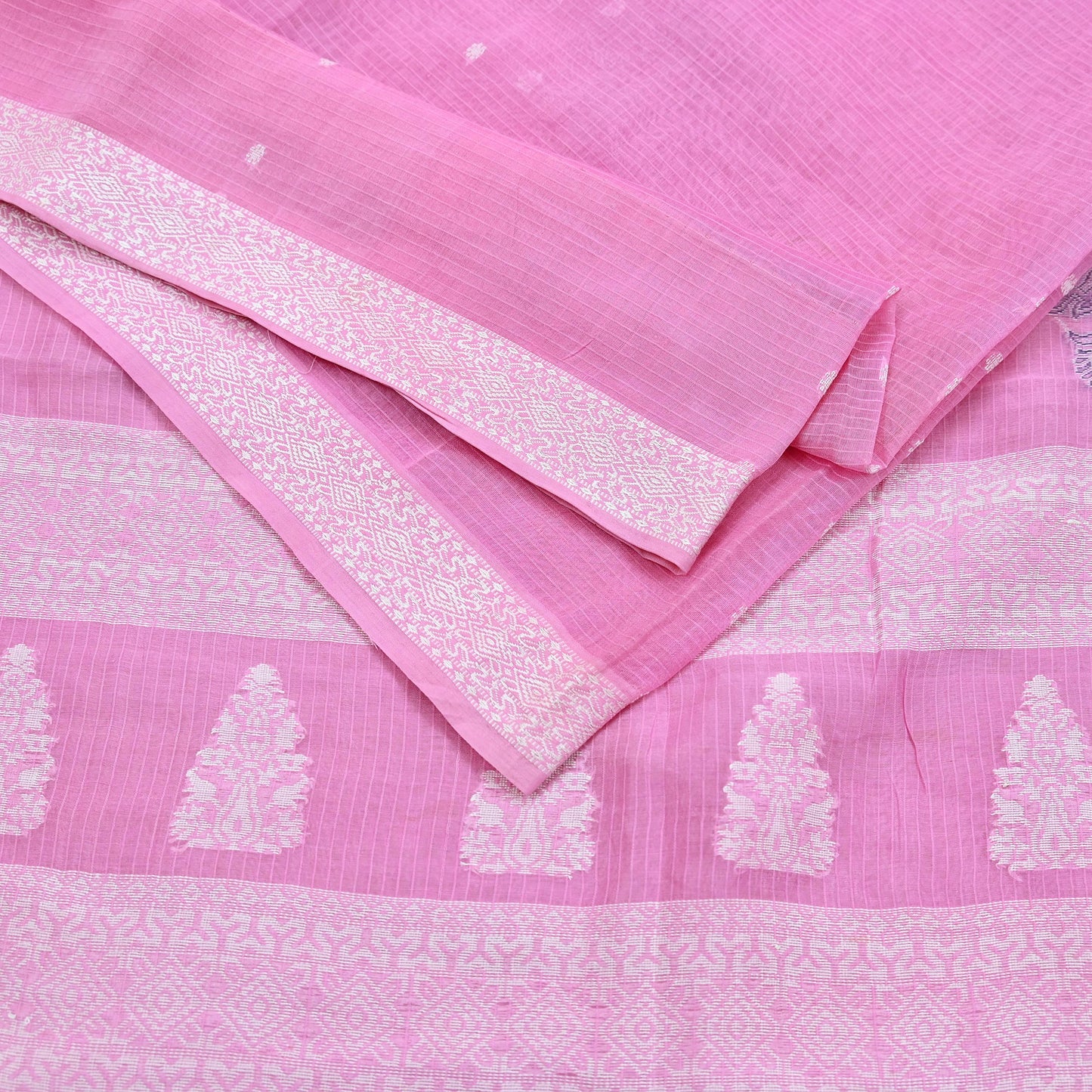 Indian Vintage Sari Baby Pink Pure Cotton Hand Woven Sarees Craft Fabric 5yd Ethnic Crafting Quilting Dress Making Quilting Upcycle