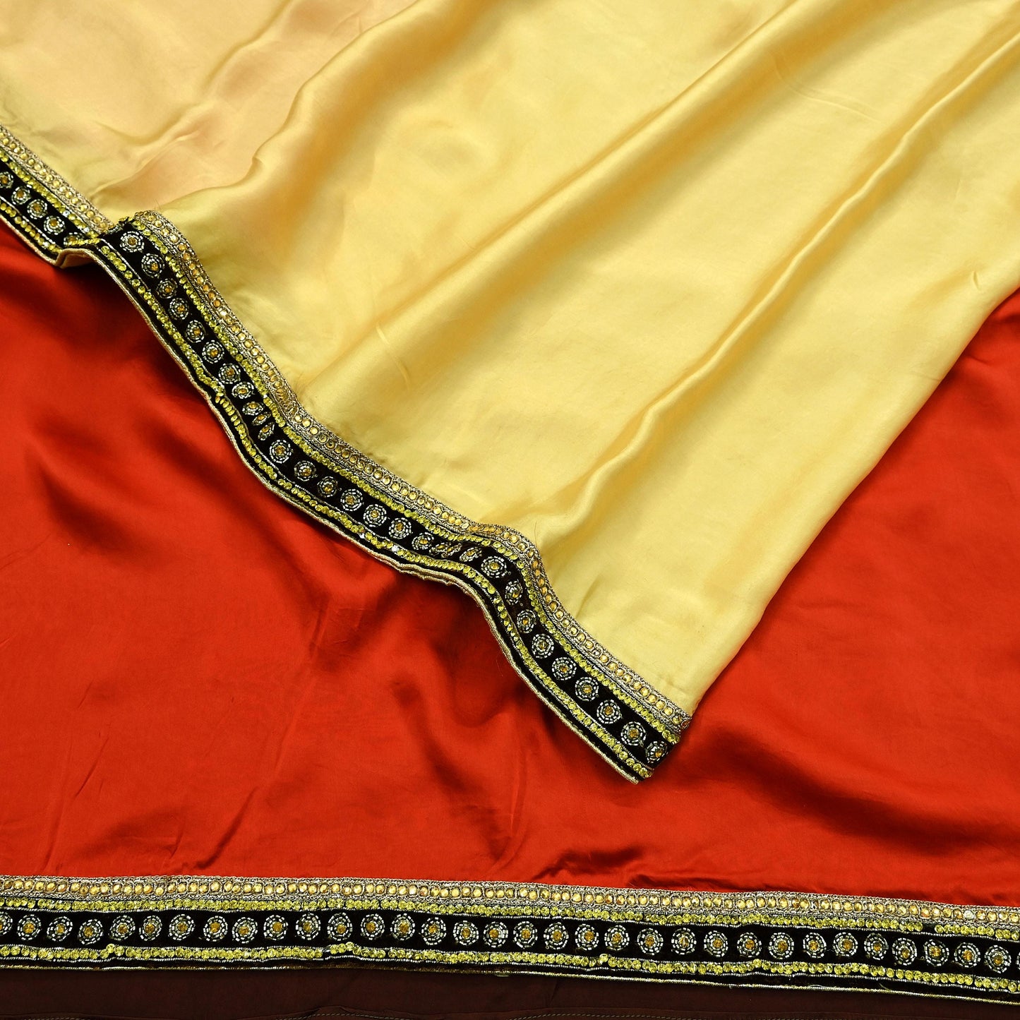 Indian Vintage Heavy Sari  Hand Embroidered Saree 100% Pure Satin Silk Craft Fabric 6yd Soft Wedding/Party Wear Dress making Dress Designing