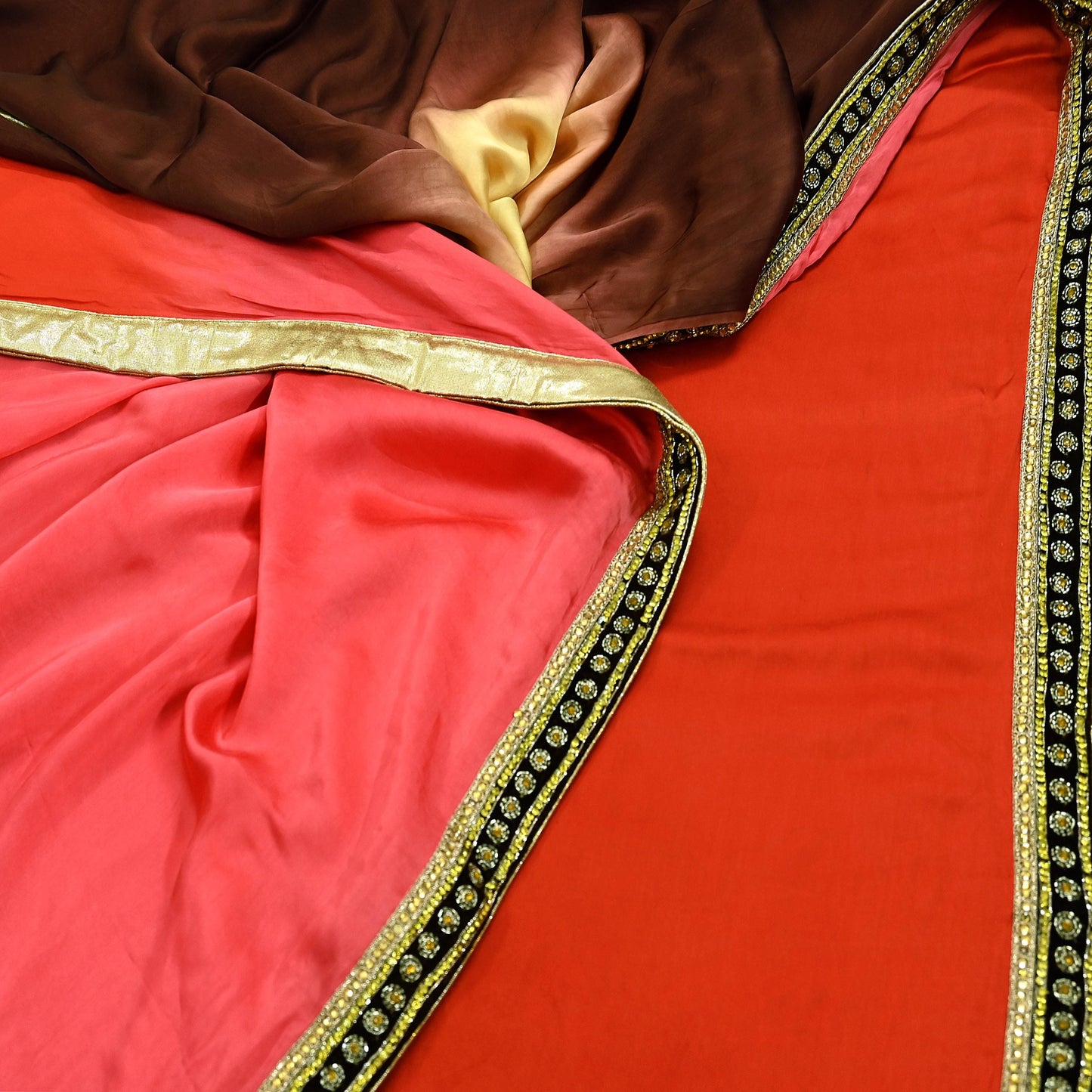 Indian Vintage Heavy Sari  Hand Embroidered Saree 100% Pure Satin Silk Craft Fabric 6yd Soft Wedding/Party Wear Dress making Dress Designing