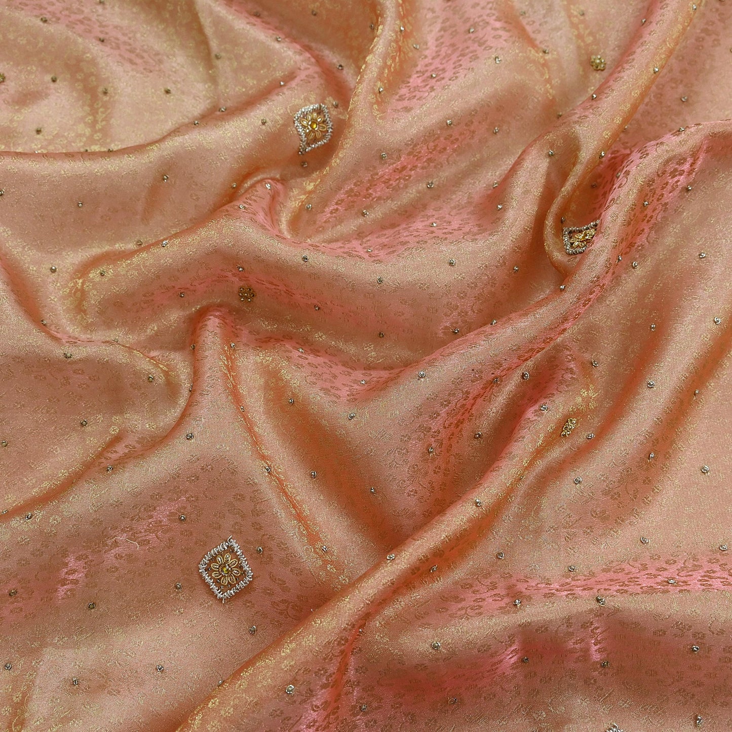 Indian Vintage Bridal Heavy Dupatta Pink Pure Tissue Silk Long Stole Hand Embroidered Hijab Scarves Zari Zardozi/Dabka Wedding Hijab Veil