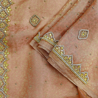 Indian Vintage Bridal Heavy Dupatta Pink Pure Tissue Silk Long Stole Hand Embroidered Hijab Scarves Zari Zardozi/Dabka Wedding Hijab Veil