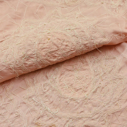 Indian Vintage Heavy Wedding Light Peach Dupatta Pure Satin Silk Long Stole Hand Embroidered Scarves Golden Zardozi Stole
