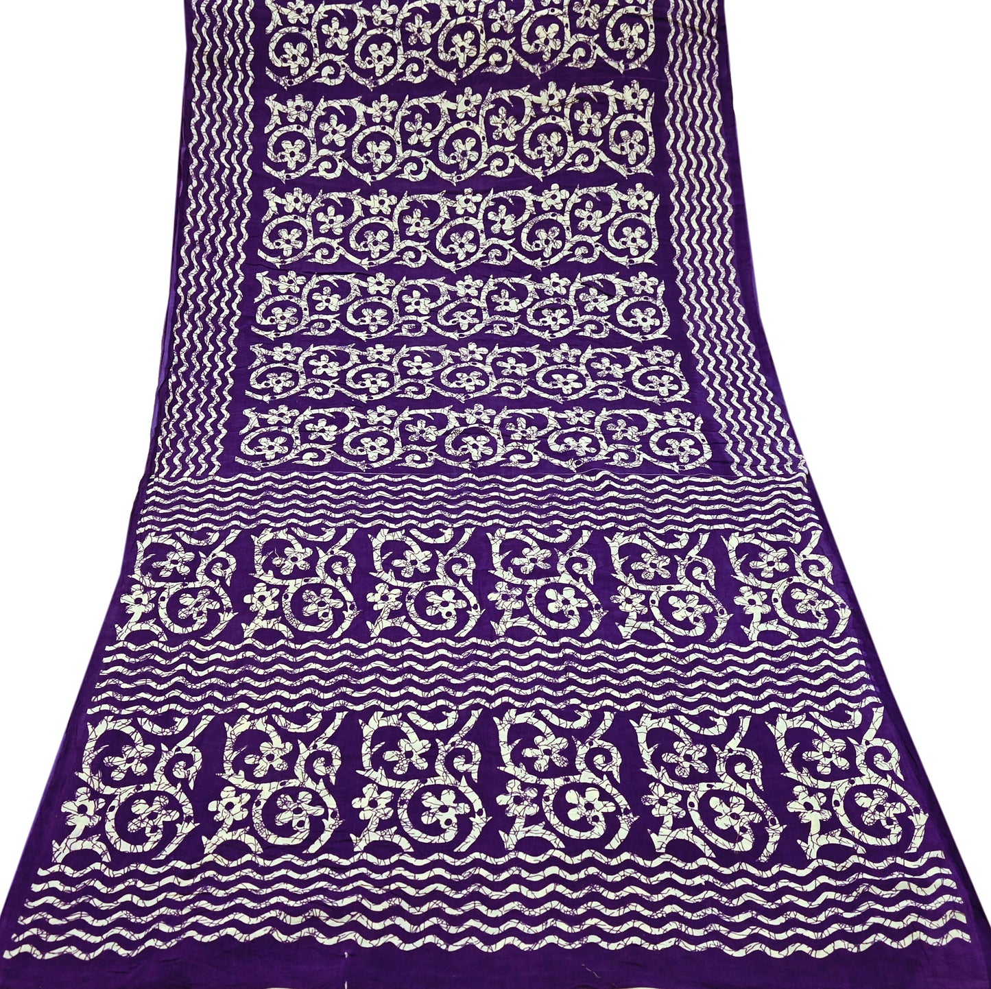 Indian Vintage Sari Purple & Ivory Pure Cotton Printed Saree 5Yd Craft Fabric Sewing Sarong Wrap Boho Floral Quilting crafting dressmaking