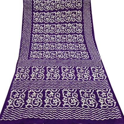 Indian Vintage Sari Purple & Ivory Pure Cotton Printed Saree 5Yd Craft Fabric Sewing Sarong Wrap Boho Floral Quilting crafting dressmaking