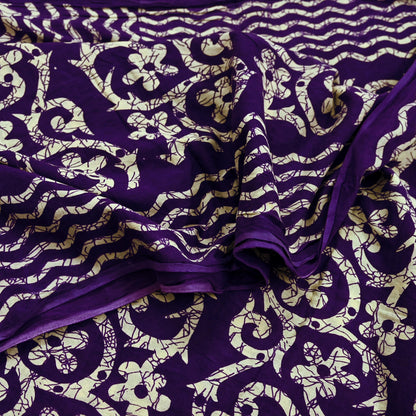 Indian Vintage Sari Purple & Ivory Pure Cotton Printed Saree 5Yd Craft Fabric Sewing Sarong Wrap Boho Floral Quilting crafting dressmaking