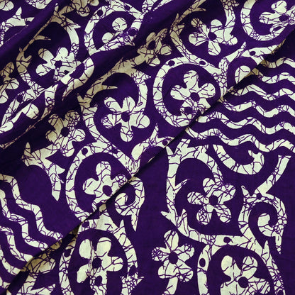 Indian Vintage Sari Purple & Ivory Pure Cotton Printed Saree 5Yd Craft Fabric Sewing Sarong Wrap Boho Floral Quilting crafting dressmaking