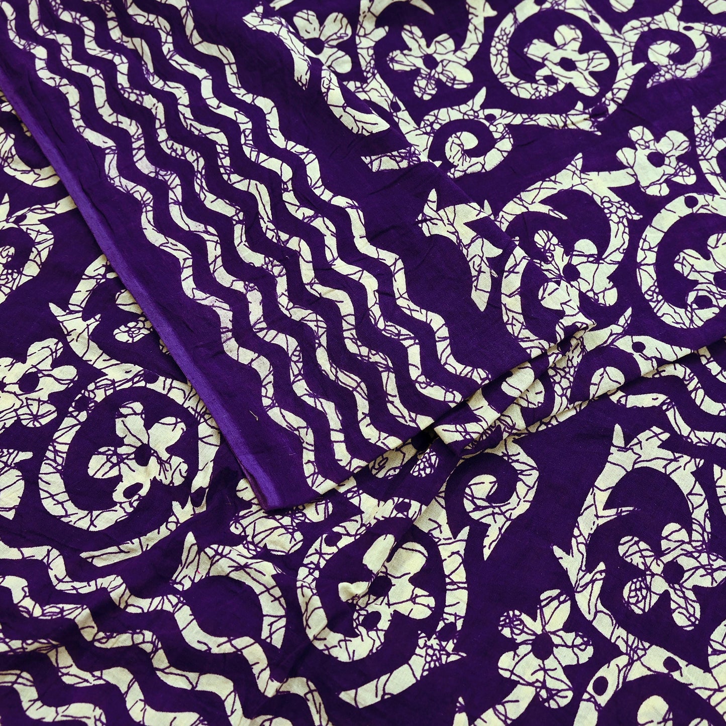 Indian Vintage Sari Purple & Ivory Pure Cotton Printed Saree 5Yd Craft Fabric Sewing Sarong Wrap Boho Floral Quilting crafting dressmaking
