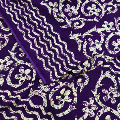 Indian Vintage Sari Purple & Ivory Pure Cotton Printed Saree 5Yd Craft Fabric Sewing Sarong Wrap Boho Floral Quilting crafting dressmaking
