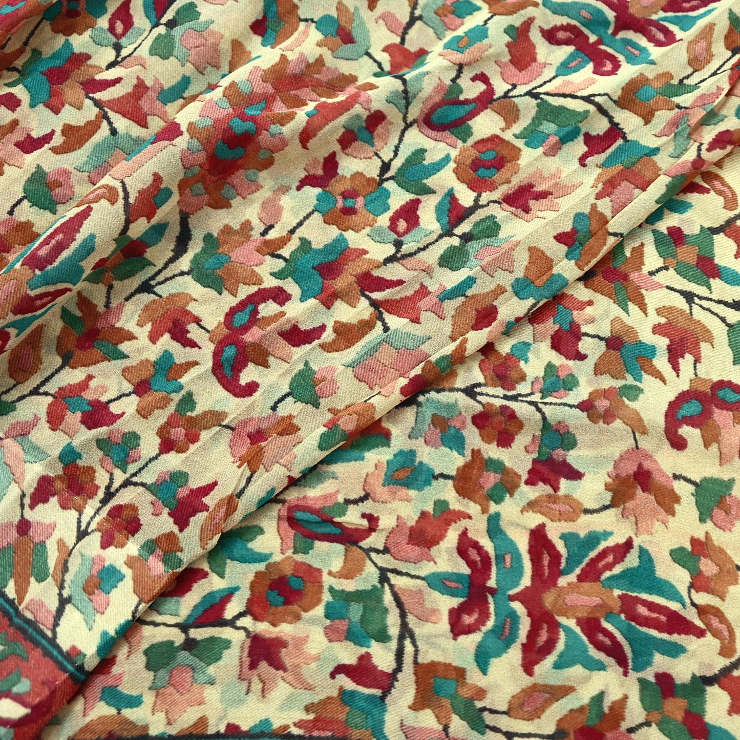 Women Vintage Sari Beige Pure Georgette Silk Digital Printed Saree Craft Fabric Sewing 5Yd Dress Making Geometric Crafting Quilting
