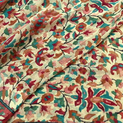 Women Vintage Sari Beige Pure Georgette Silk Digital Printed Saree Craft Fabric Sewing 5Yd Dress Making Geometric Crafting Quilting