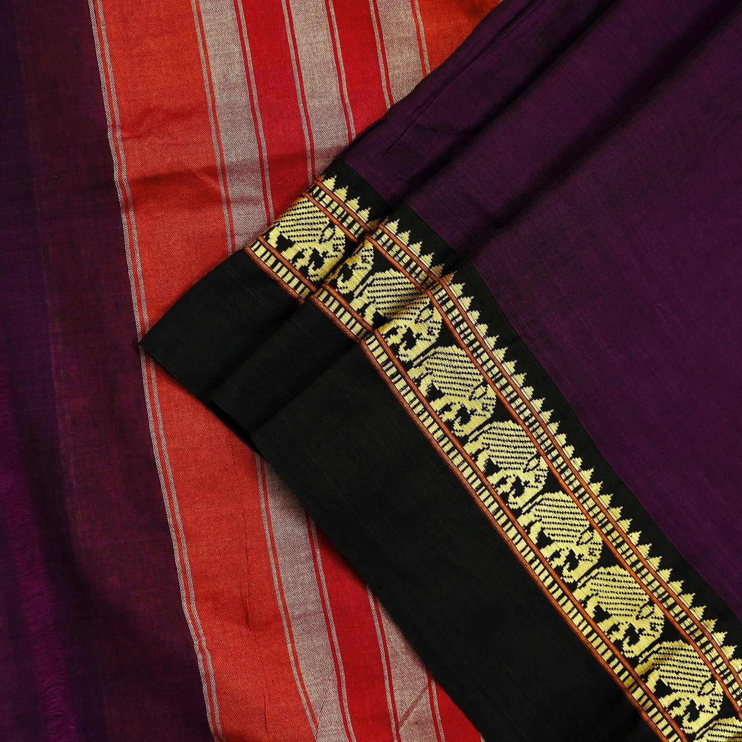 Indian Vintage Dupatta Purple Long Stole Woven Pure Cotton Scarves Veil Soft Fringes Scarf