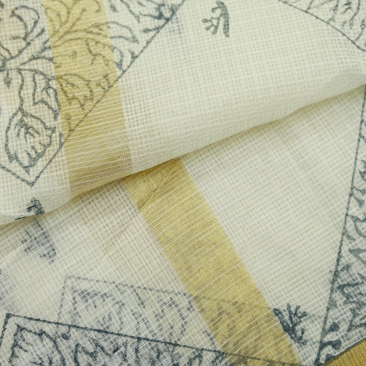 Indian Vintage Dupatta White Long Stole Hand Woven Chanderi Scarf Veil Soft Floral Zari Fringes