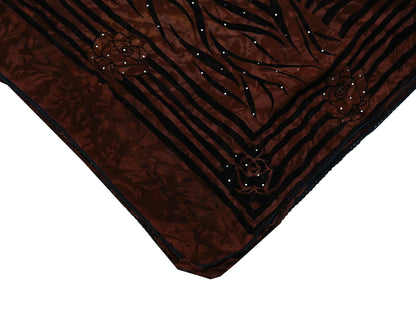 Indian Vintage Dupatta Brown Long Stole Hand Beaded Printed Pure Georgette Silk Scarves Veil Wrap Soft Floral