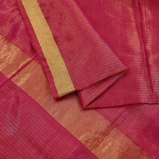 Indian Vintage Dupatta Pink Long Stole Hand Woven Tissue Scarf Veil Soft Floral Zari Fringes