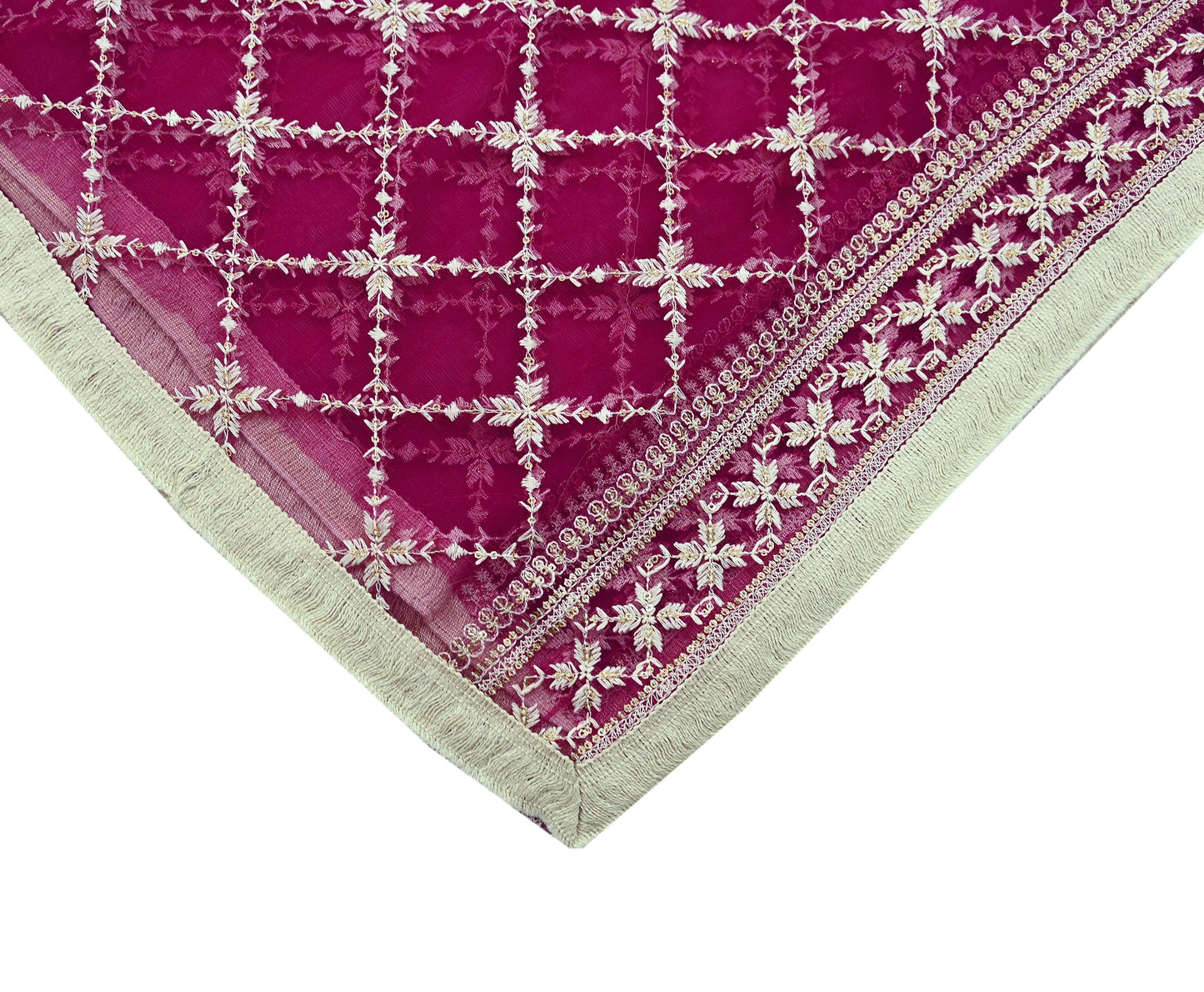 Indian Vintage Rani Pink Dupatta Long Stole Net Mess Hand Embroidered Scarves Veil Hijab Sequins Wedding stole veil hijab
