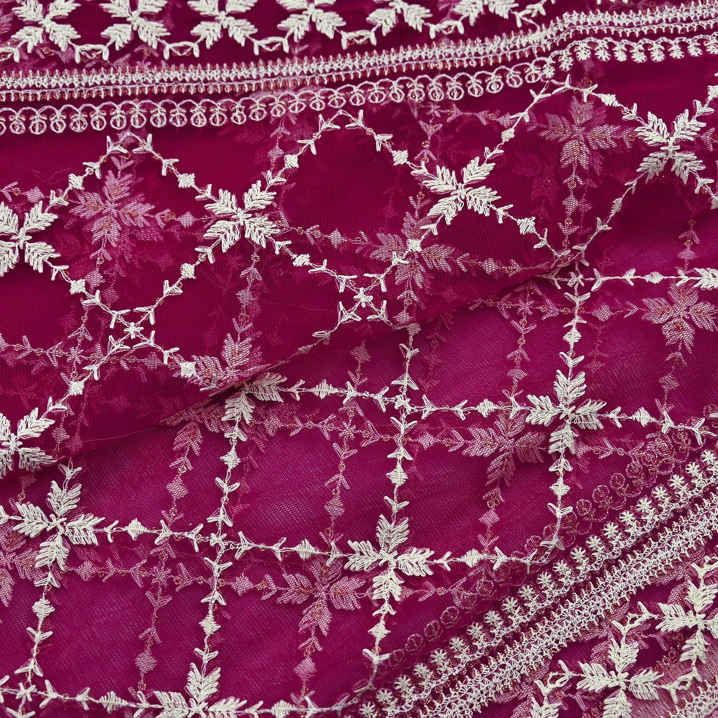 Indian Vintage Rani Pink Dupatta Long Stole Net Mess Hand Embroidered Scarves Veil Hijab Sequins Wedding stole veil hijab