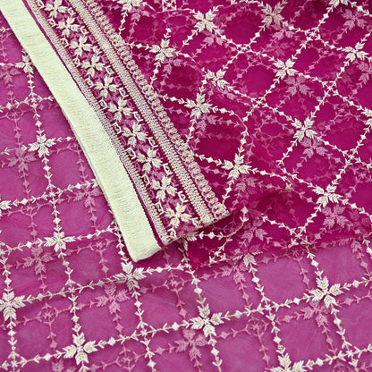 Indian Vintage Rani Pink Dupatta Long Stole Net Mess Hand Embroidered Scarves Veil Hijab Sequins Wedding stole veil hijab