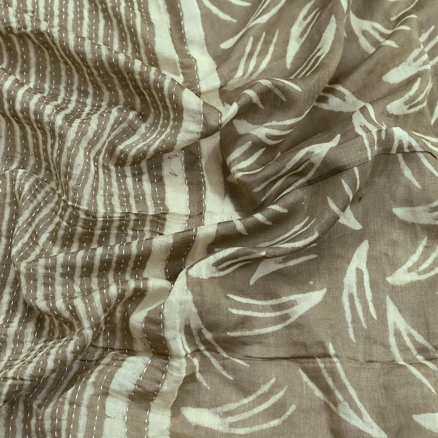 Indian Vintage Brown Dupatta Long Stole Block Print Pure Chanderi Silk Scarves Veil Floral Design Upcycle Party wear hijab Zari Border