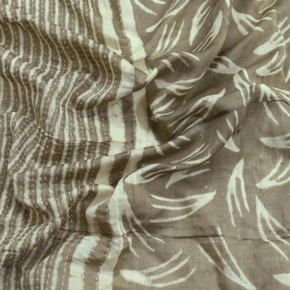 Indian Vintage Brown Dupatta Long Stole Block Print Pure Chanderi Silk Scarves Veil Floral Design Upcycle Party wear hijab Zari Border