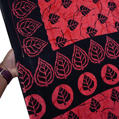 Indian Vintage Sari Black & Peach Printed 100% Pure Cotton Saree Craft Fabric 5Yd Sewing Sarong Wrap Boho Floral Dress making Quilting Soft