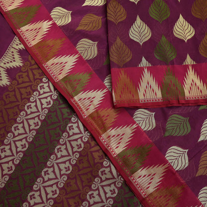 Indian Vintage Sari Purple 100% Pure Silk Hand Woven Sarees Craft Fabric 5Yd Ethnic Sewing Dress making Crafting Quilting Upcycle