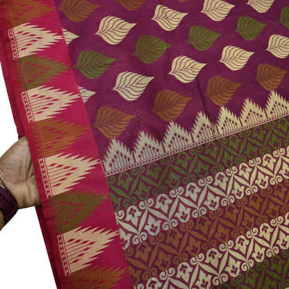 Indian Vintage Sari Purple 100% Pure Silk Hand Woven Sarees Craft Fabric 5Yd Ethnic Sewing Dress making Crafting Quilting Upcycle