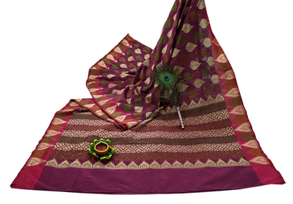 Indian Vintage Sari Purple 100% Pure Silk Hand Woven Sarees Craft Fabric 5Yd Ethnic Sewing Dress making Crafting Quilting Upcycle