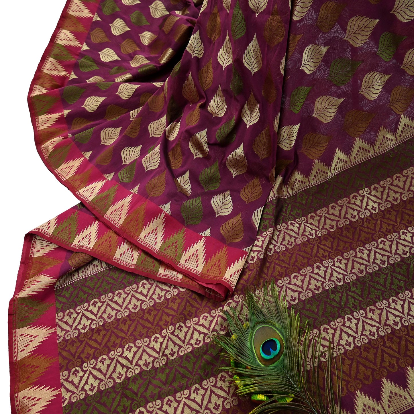 Indian Vintage Sari Purple 100% Pure Silk Hand Woven Sarees Craft Fabric 5Yd Ethnic Sewing Dress making Crafting Quilting Upcycle
