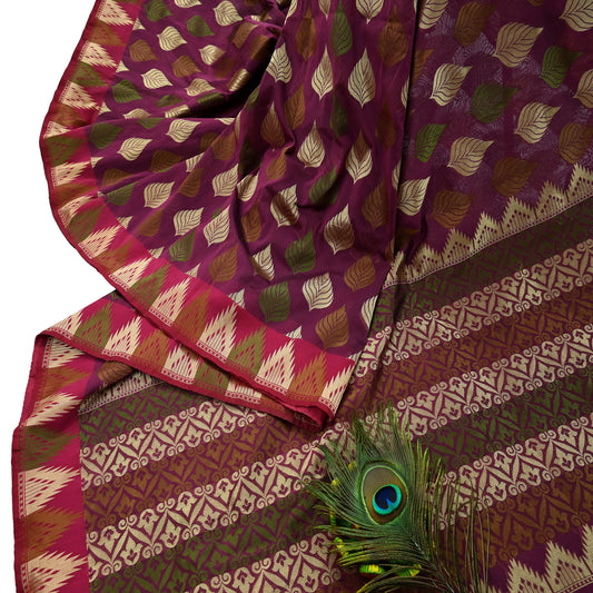 Indian Vintage Sari Purple 100% Pure Silk Hand Woven Sarees Craft Fabric 5Yd Ethnic Sewing Dress making Crafting Quilting Upcycle