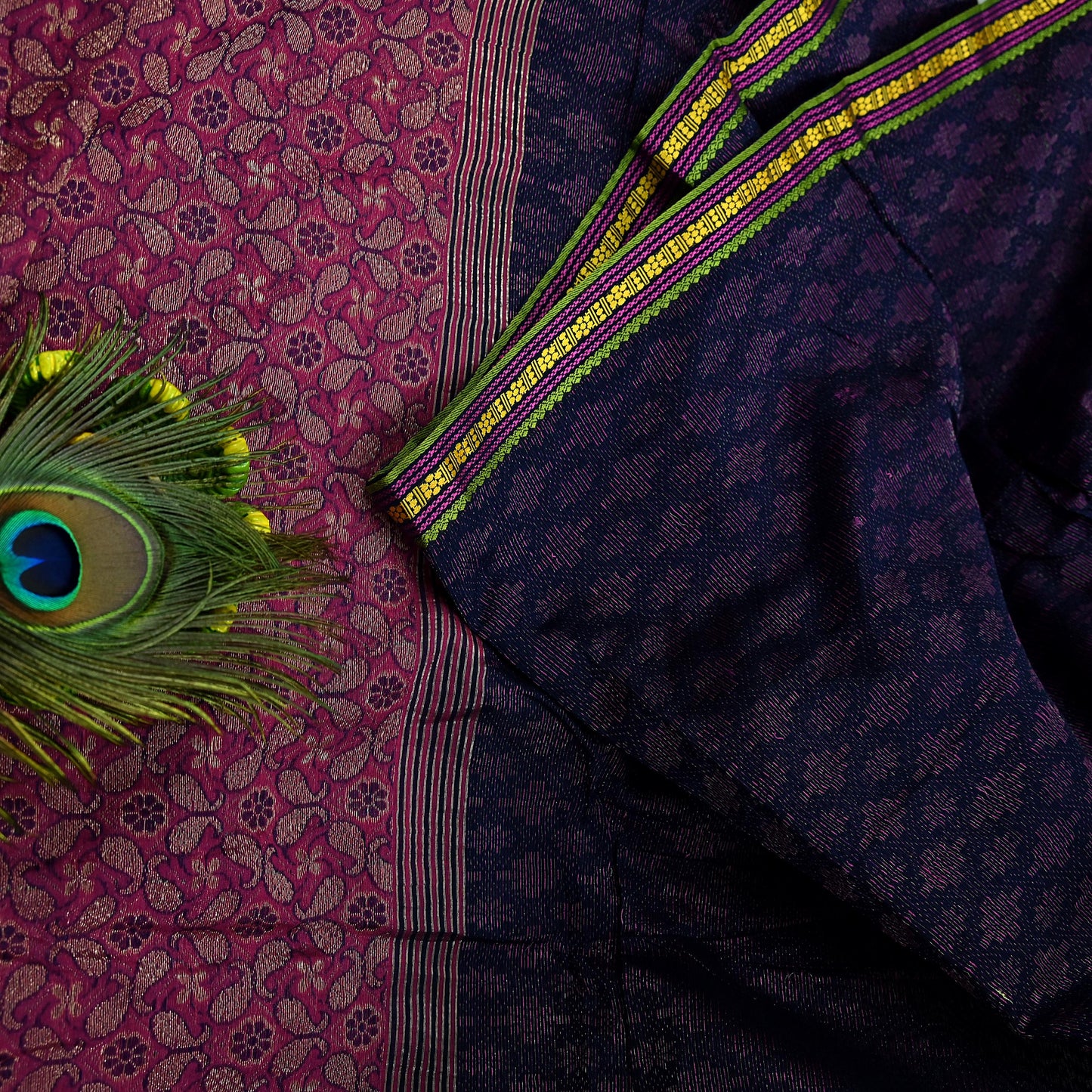 Indian Vintage Blue & Pink Hand Woven Saree 100% Pure Silk Zari 5Yd Floral Craft Fabric Quilting Dress making For Designing Quilting Upcycle