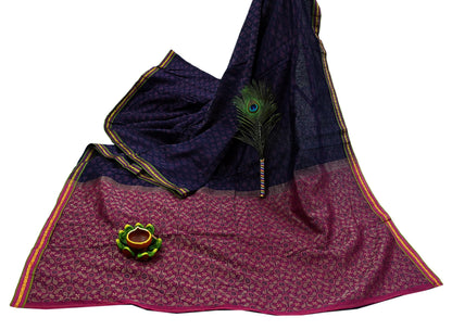 Indian Vintage Blue & Pink Hand Woven Saree 100% Pure Silk Zari 5Yd Floral Craft Fabric Quilting Dress making For Designing Quilting Upcycle