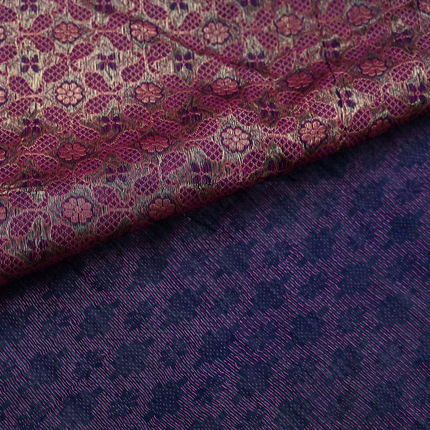 Indian Vintage Blue & Pink Hand Woven Saree 100% Pure Silk Zari 5Yd Floral Craft Fabric Quilting Dress making For Designing Quilting Upcycle