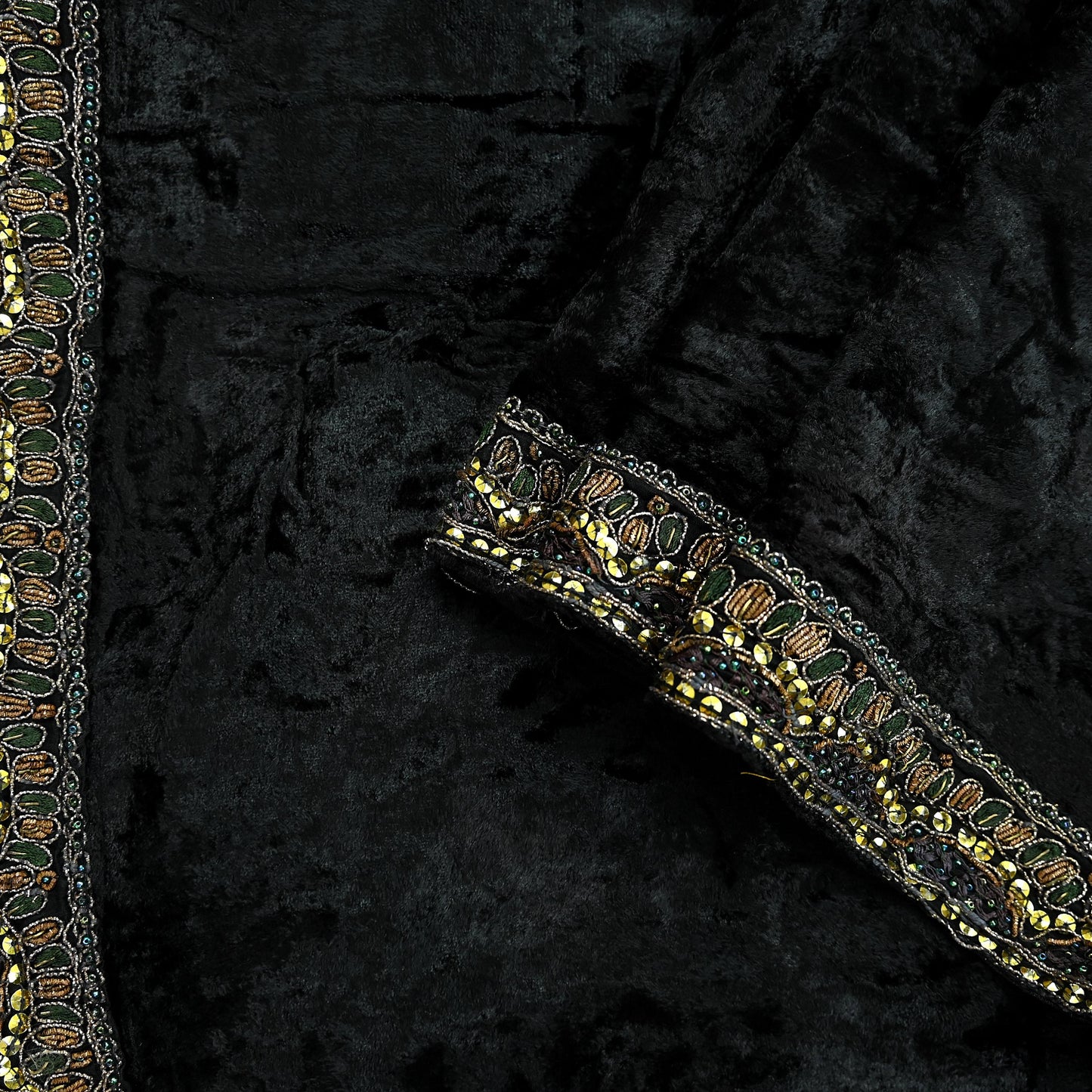 Indian Vintage Heavy Black Dupatta Velvet Long Stole Hand Embroidered Scarves Zari Hijab Veil Wrap Bridal Dupatta Hanging