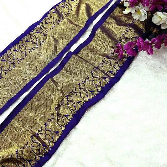 Indian Vintage Sari Border Purple Woven Kanjivaram Sari 1yd Trim Craft Sewing Recycled Sari Border Zari Pure Silk Home Decor Crafting