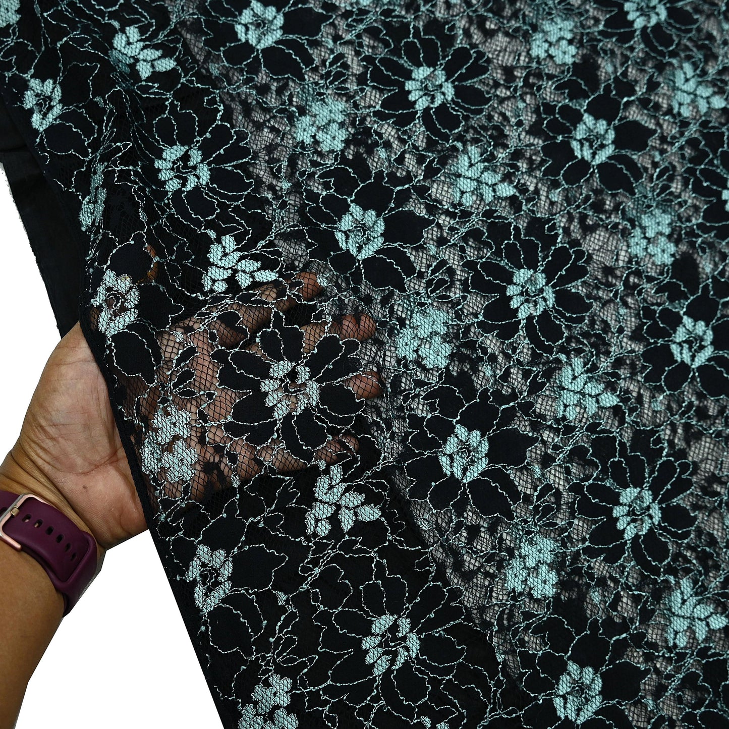 Indian Vintage Black Saree Net/Mesh Hand Embroidered Sari Craft Fabric Floral 7Yd Sewing Dress making Crafting Quilting Upcycle