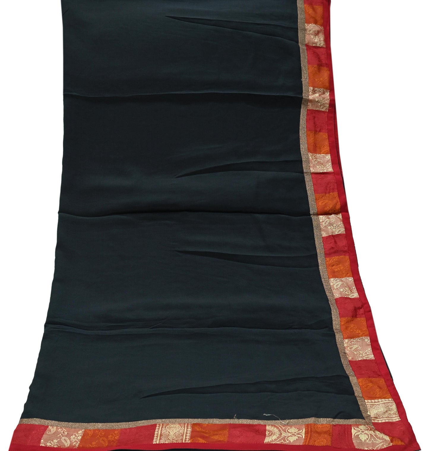 Indian Vintage Black Dupatta Long Stole Pure Crepe Silk Embroidered Indian Scarves Veil Scarf Wrap Hippie Boho