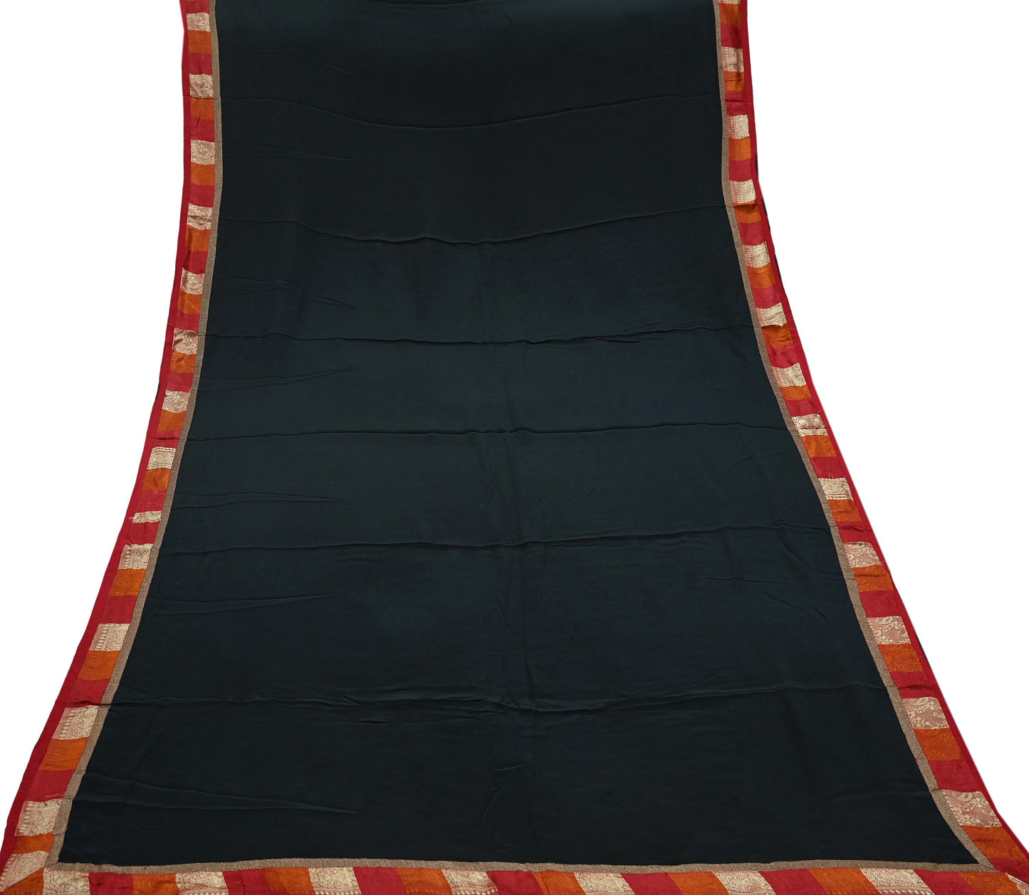 Indian Vintage Black Dupatta Long Stole Pure Crepe Silk Embroidered Indian Scarves Veil Scarf Wrap Hippie Boho
