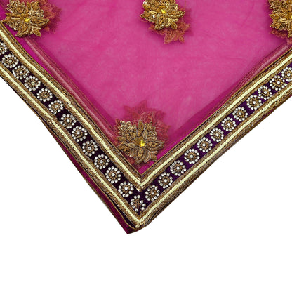 Indian Vintage Heavy Wedding Purple Dupatta Net Mesh Long Stole Hand Embroidered Scarves Golden Zardozi Dabka Zari Bridal Veil Hijab