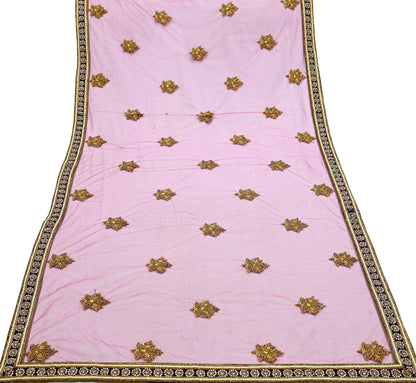Indian Vintage Heavy Wedding Purple Dupatta Net Mesh Long Stole Hand Embroidered Scarves Golden Zardozi Dabka Zari Bridal Veil Hijab