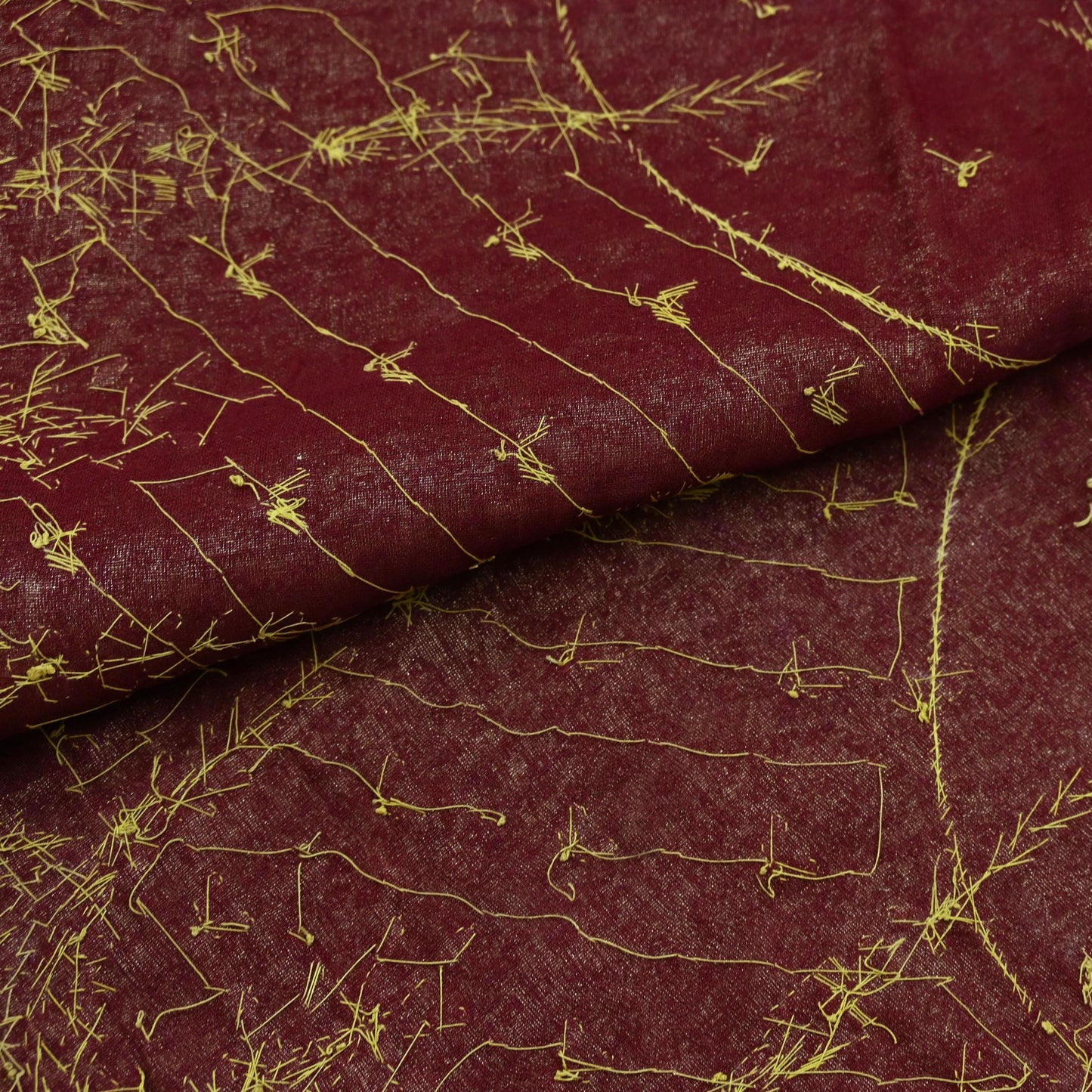Indian Vintage Heavy Bridal Dupatta Golden Maroon Pure Tissue Silk Long Stole Hand Embroidered Scarves Zari Zardozi/Dabka Wedding Hijab