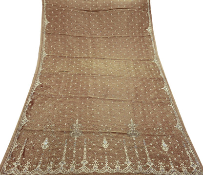 Indian Vintage Heavy Bridal Dupatta Golden Maroon Pure Tissue Silk Long Stole Hand Embroidered Scarves Zari Zardozi/Dabka Wedding Hijab