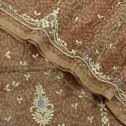 Indian Vintage Heavy Bridal Dupatta Golden Maroon Pure Tissue Silk Long Stole Hand Embroidered Scarves Zari Zardozi/Dabka Wedding Hijab